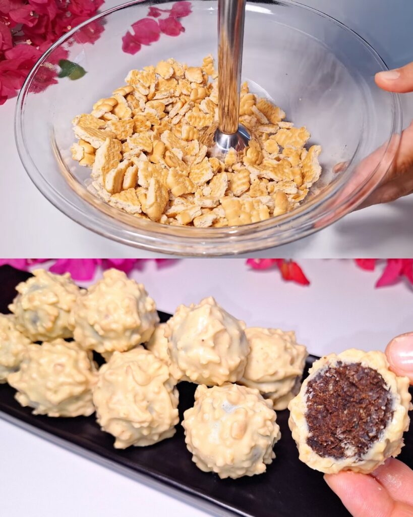 Bolitas de chocolate con coco y cacahuetes sin horno