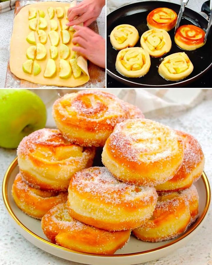 Rollitos de manzana con azúcar y canela como de panadería