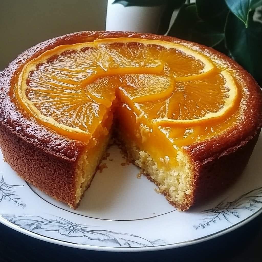 Pastel volteado de naranja