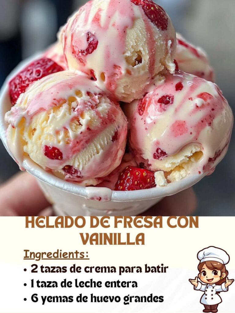 Helado de Fresa con Vainilla