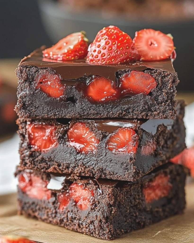 Brownies de Chocolate y Fresas Exquisitos