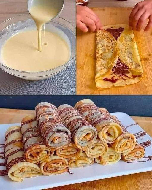 ROLLOS DE CREPES CON NUTELLA