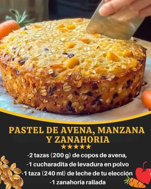 Pastel de avena, manzana y zanahoria