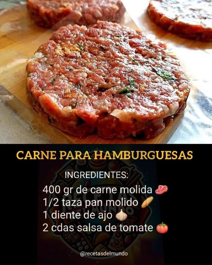 RECETA DE CARNE PARA HAMBURGUESAS