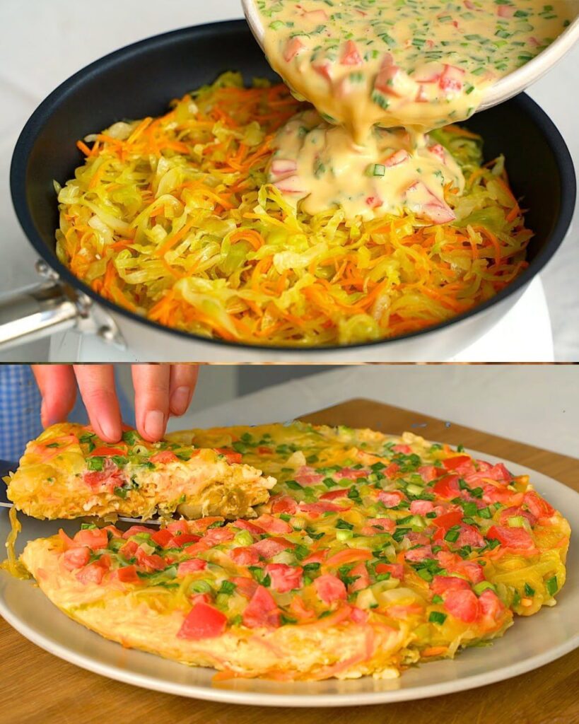 Pizza de verduras con calabacín, repollo y arroz