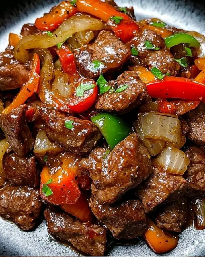 Carne Rés con Pimientos y Cebolla