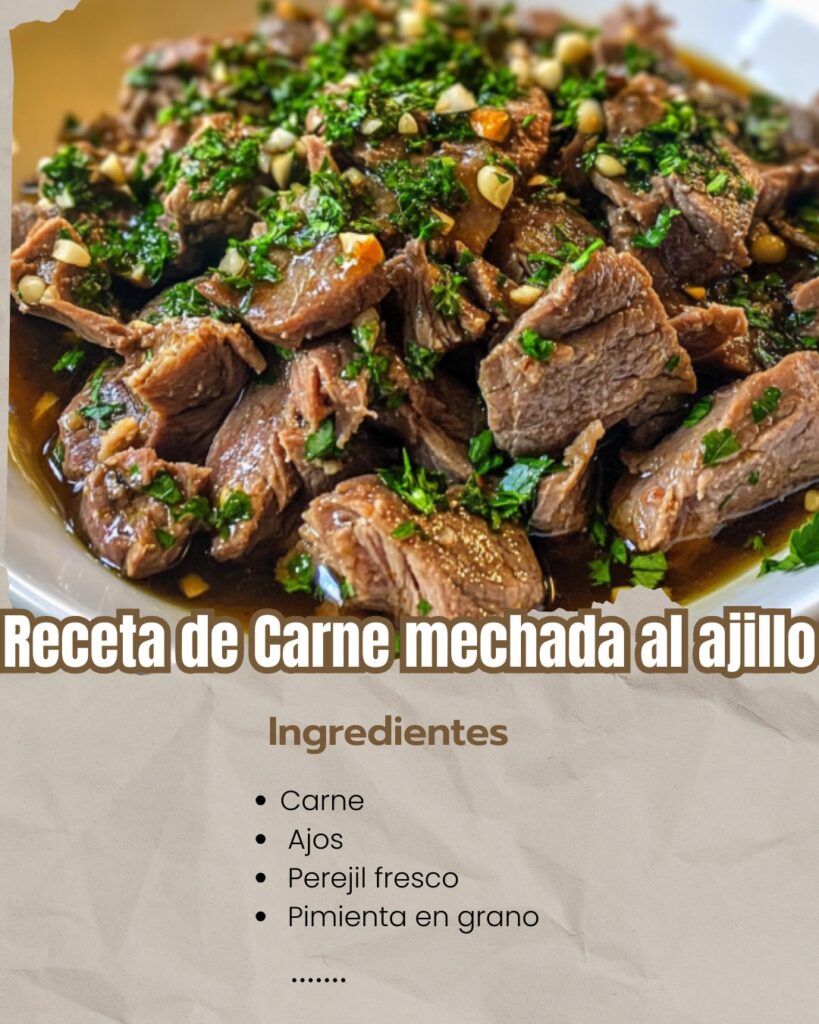 Receta de Carne mechada al ajillo