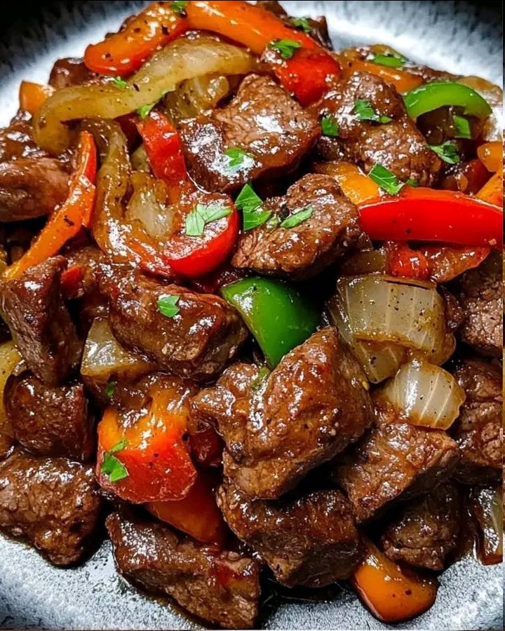 Carne Rés con Pimientos y Cebolla