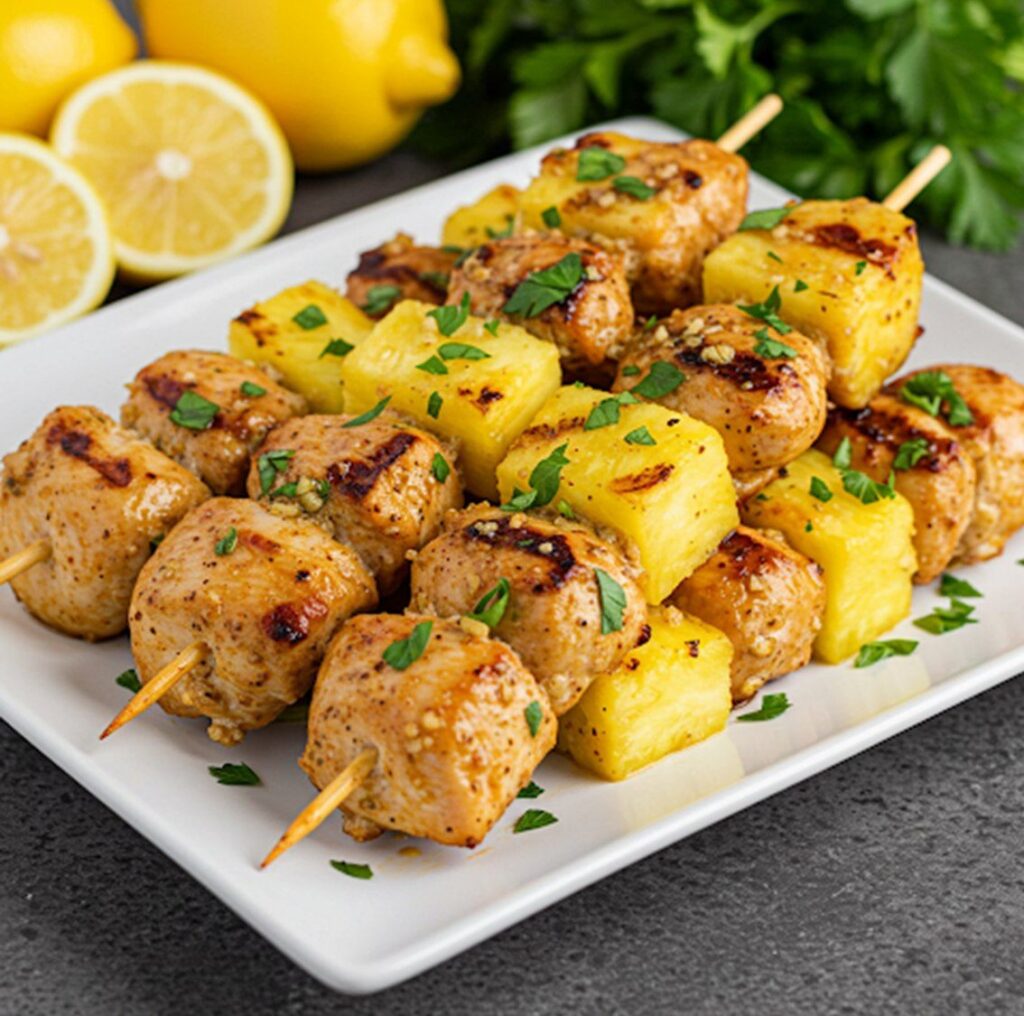 Brochetas de Pollo y Piña